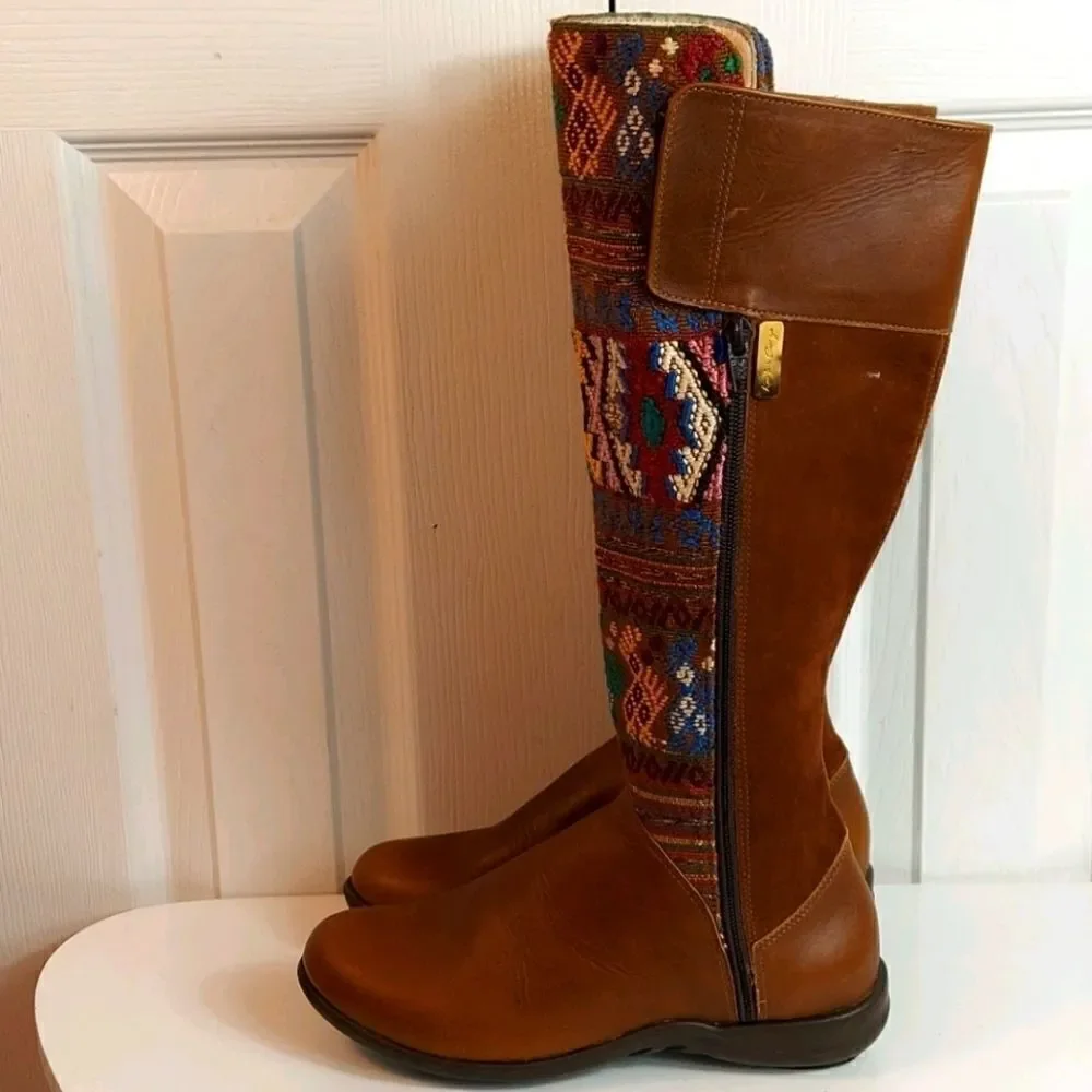 Karim Corzo Embroidered Tall Leather Boots Sz 36